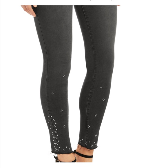 sofia by sofia vergara Denim - Sofia Vergara Rosa Curvy High Waist Ankle Studded Hem Jeans